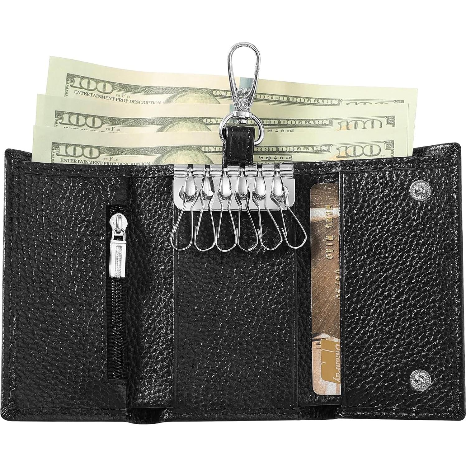 Cartera de Cuero Meichoon XF09 para Llaves y Tarjetas - Negro