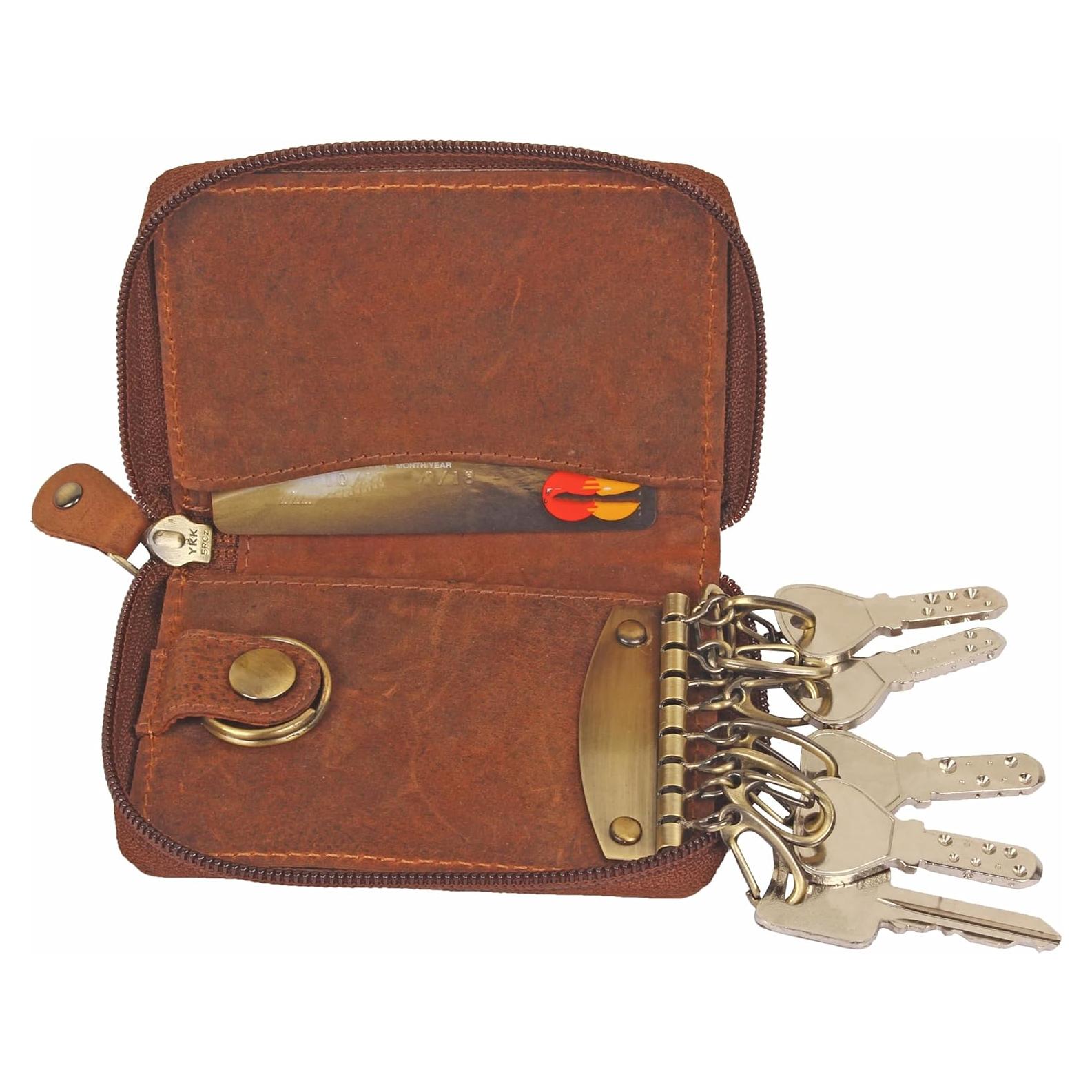 Funda de Llaves de Cuero Rustic Town - Organizador Compacto 8 Ganchos