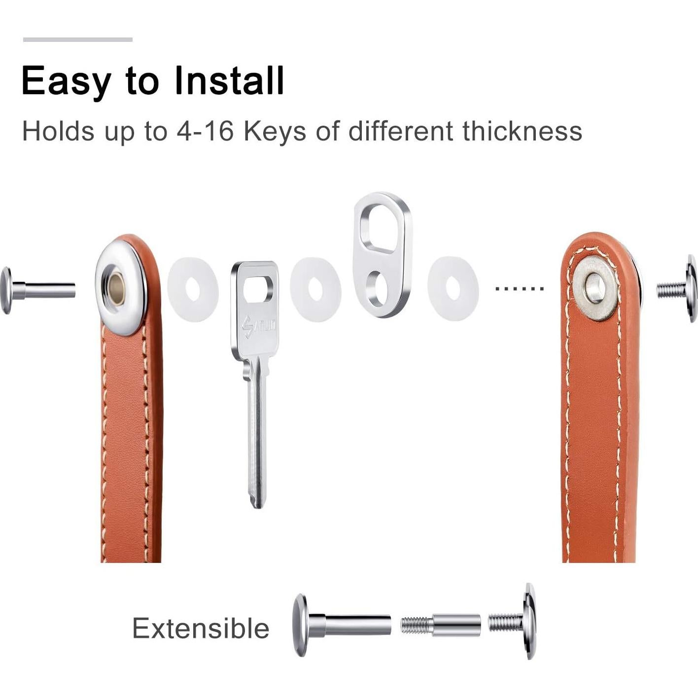 2 Juegos Organizador de Llaves de Cuero Chinco Compacto 16 Llaves