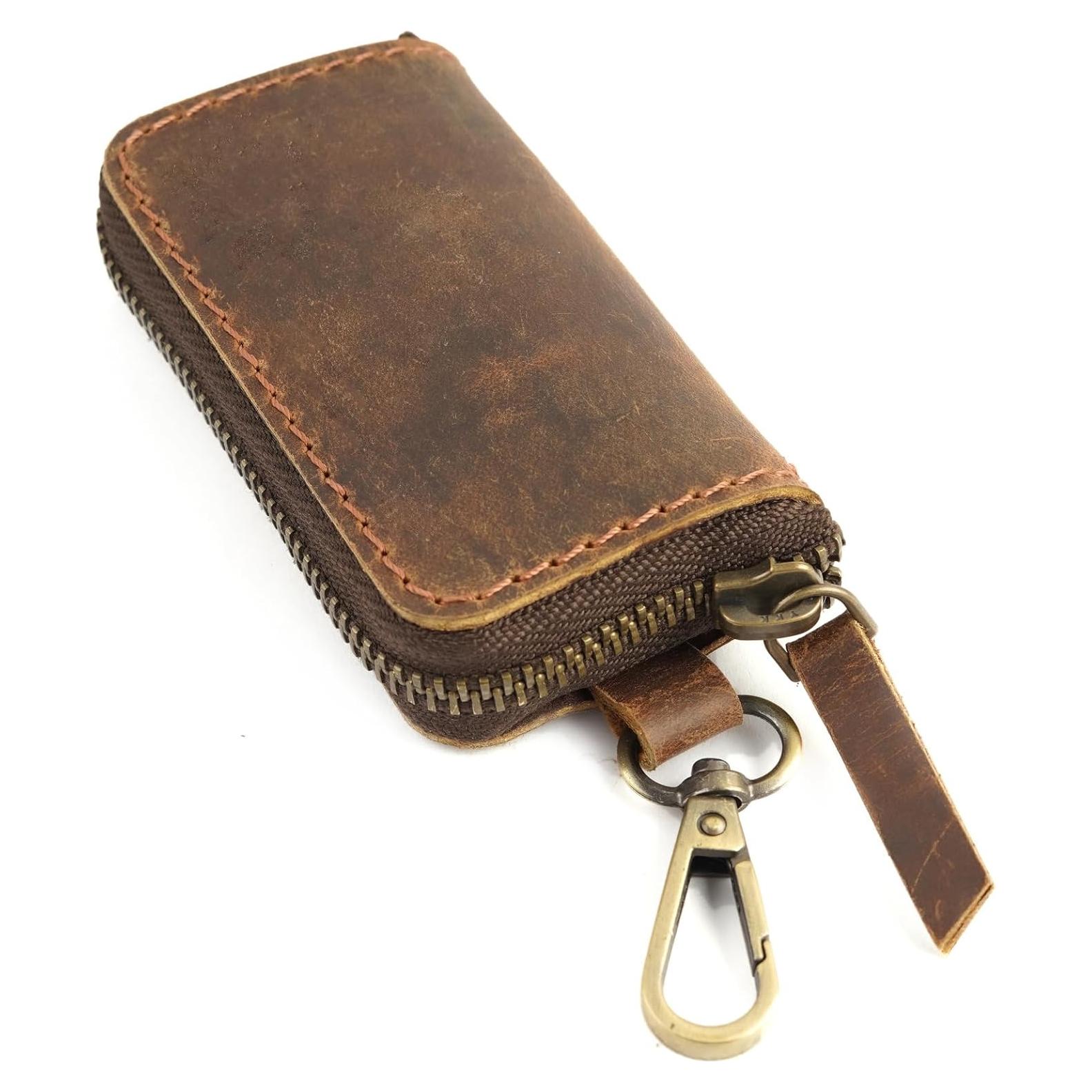 Porta Llaves de Coche y Monedero CestAntiQ de Cuero Hecho a Mano