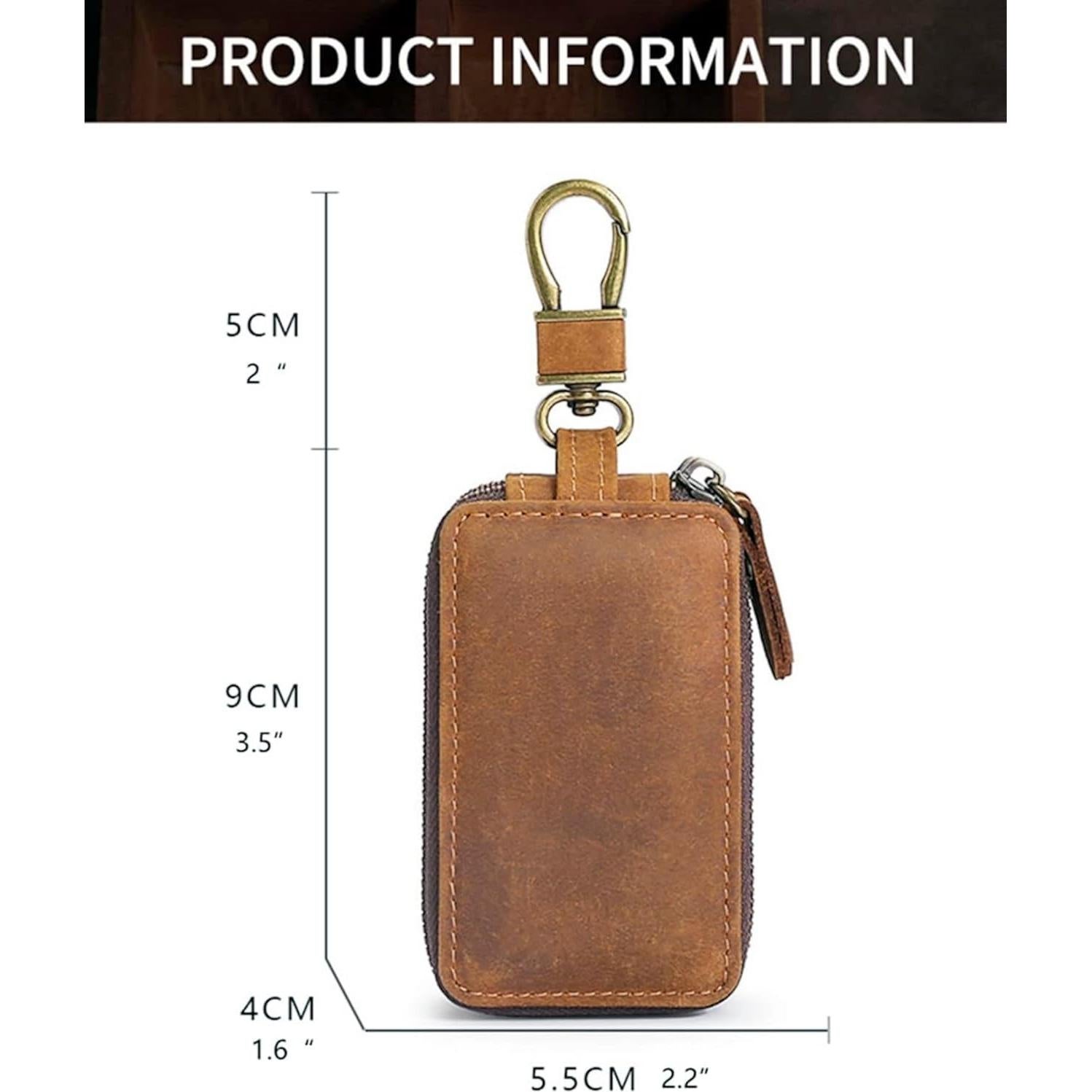 Funda de Llave de Coche de Cuero Crazy Horse Marrón - Compacta y Unisex