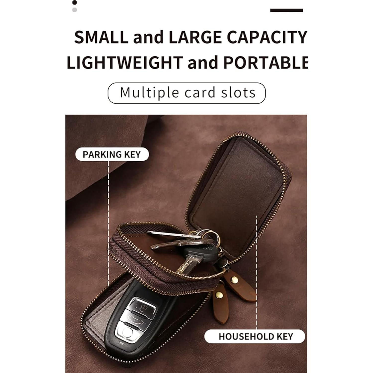 Funda de Llave de Coche de Cuero Crazy Horse Marrón - Compacta y Unisex