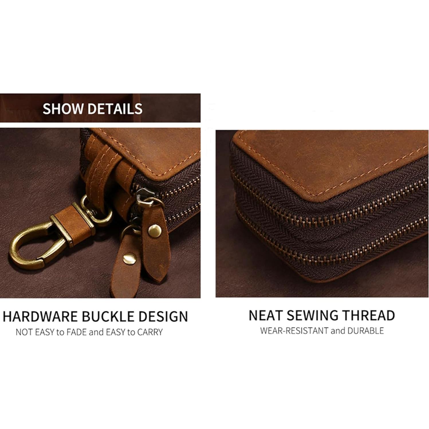 Funda de Llave de Coche de Cuero Crazy Horse Marrón - Compacta y Unisex