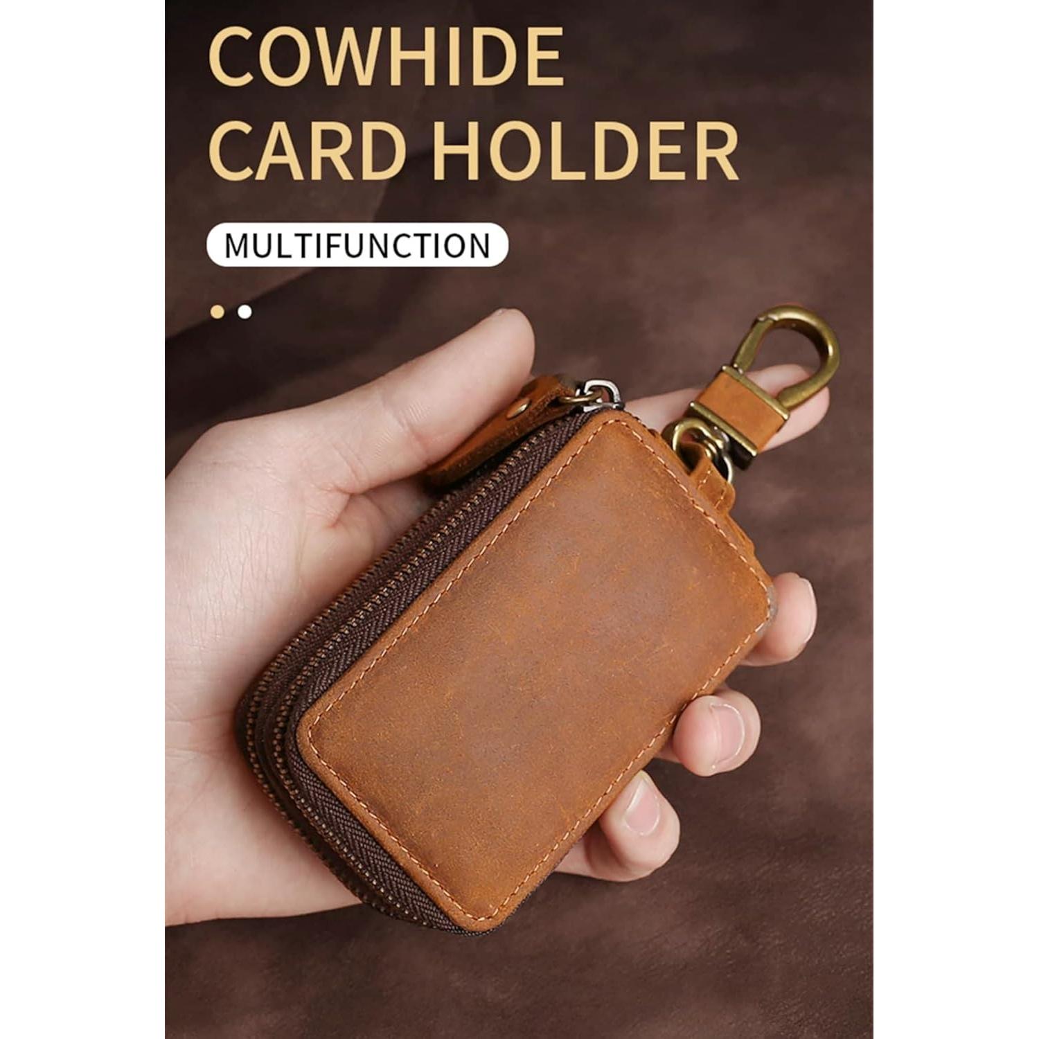 Funda de Llave de Coche de Cuero Crazy Horse Marrón - Compacta y Unisex