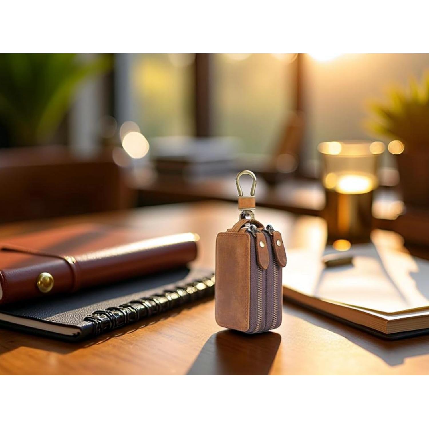 Funda de Llave de Coche de Cuero Crazy Horse Marrón - Compacta y Unisex