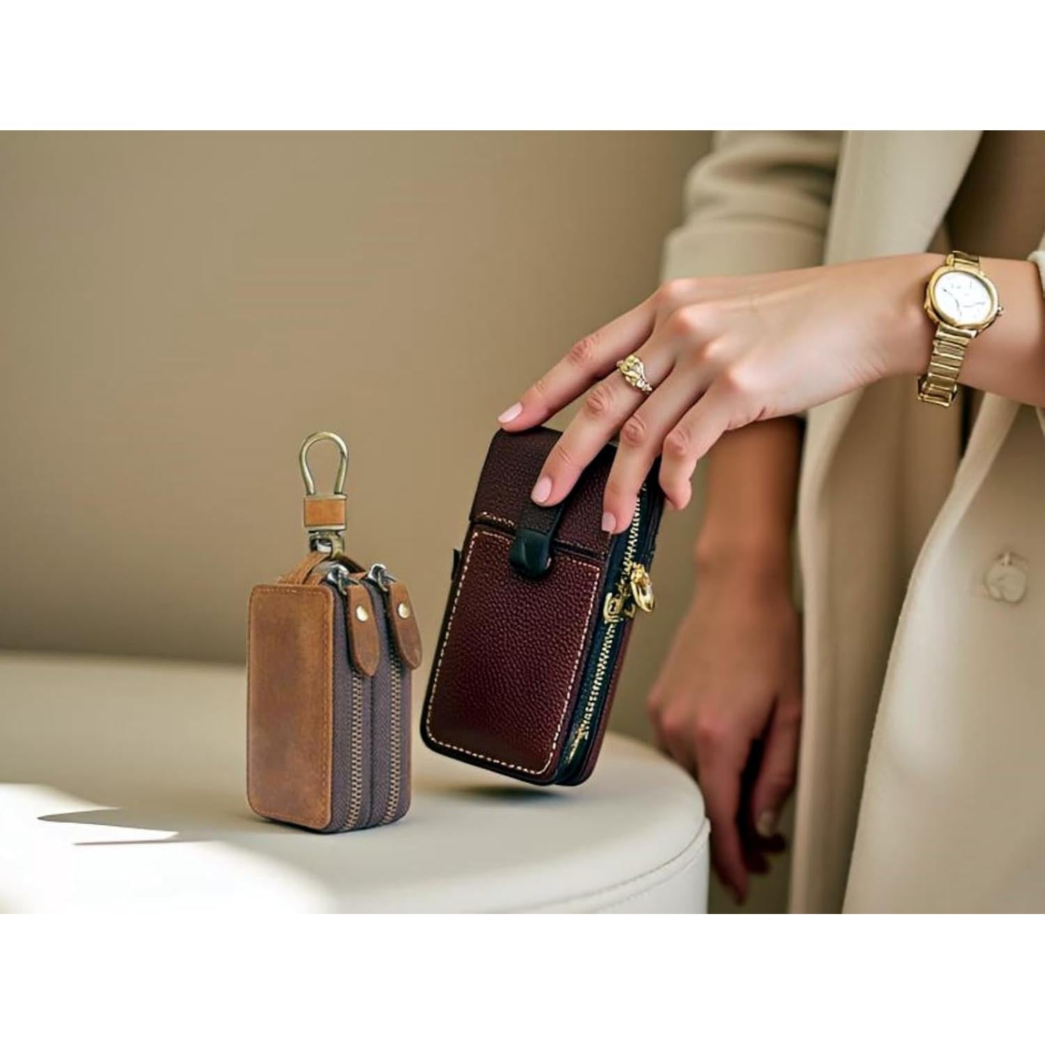 Funda de Llave de Coche de Cuero Crazy Horse Marrón - Compacta y Unisex