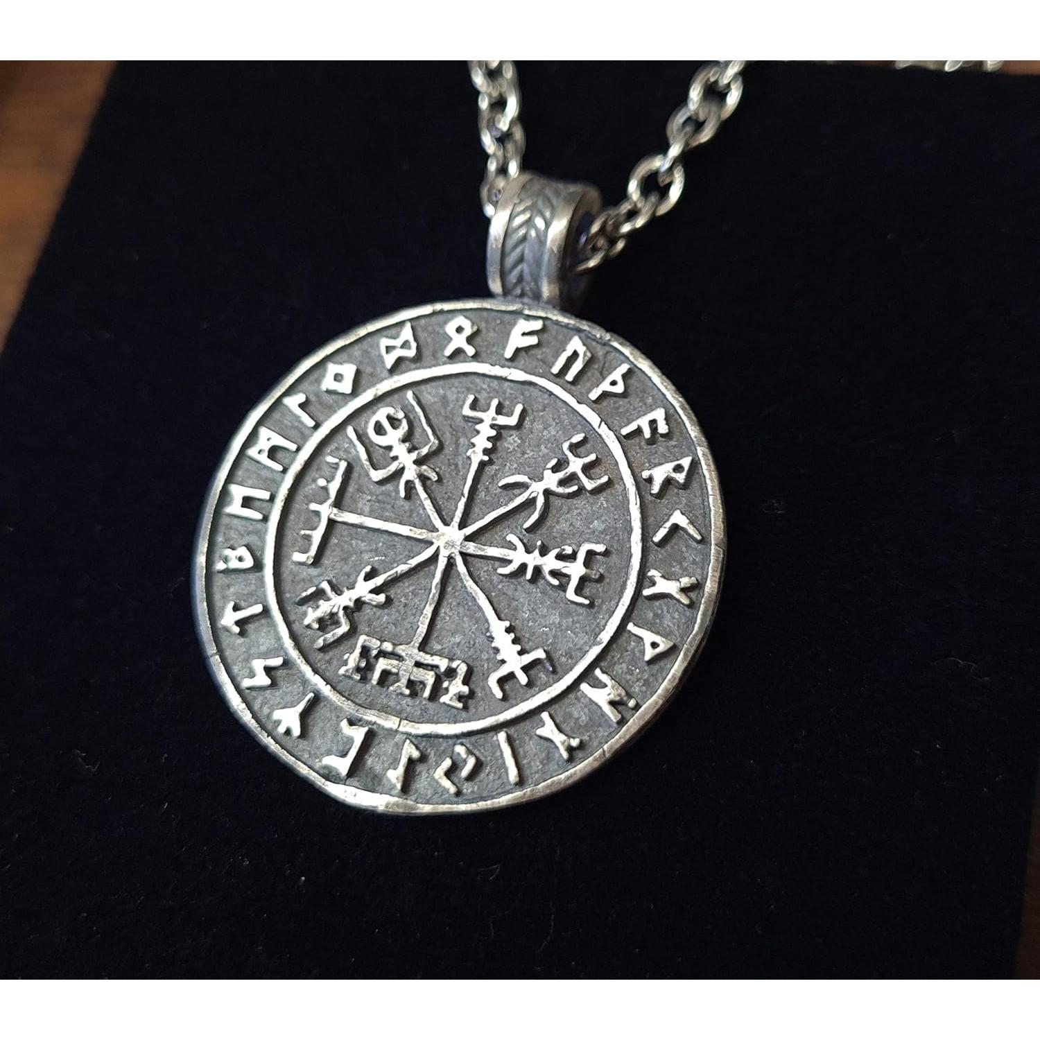 Collar Vegvisir Rúnico Vikinga Joyería Baldur Plata 925