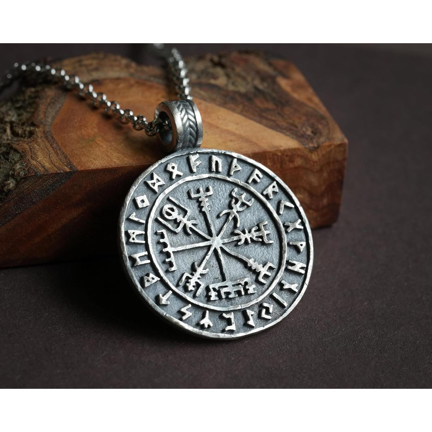 Collar Vegvisir Rúnico Vikinga Joyería Baldur Plata 925