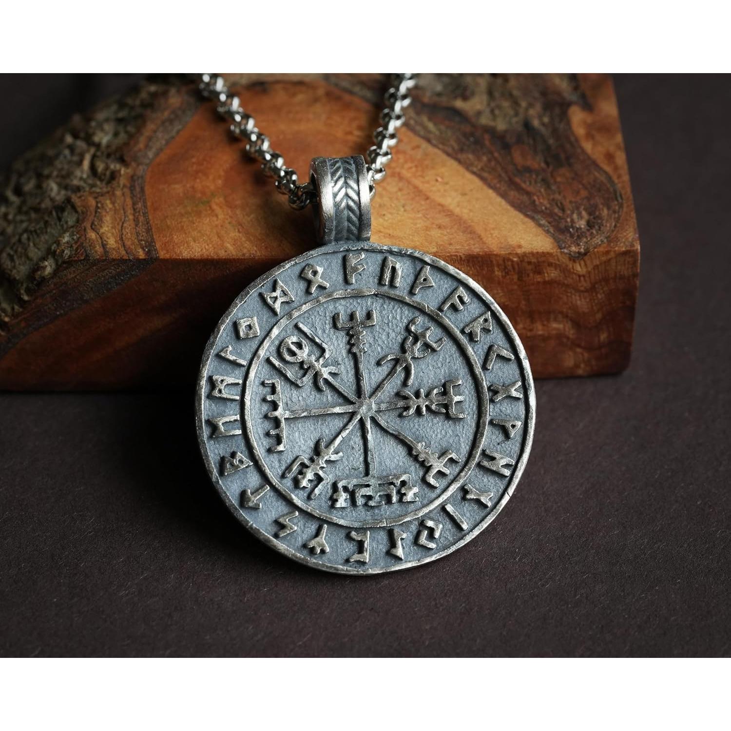 Collar Vegvisir Rúnico Vikinga Joyería Baldur Plata 925