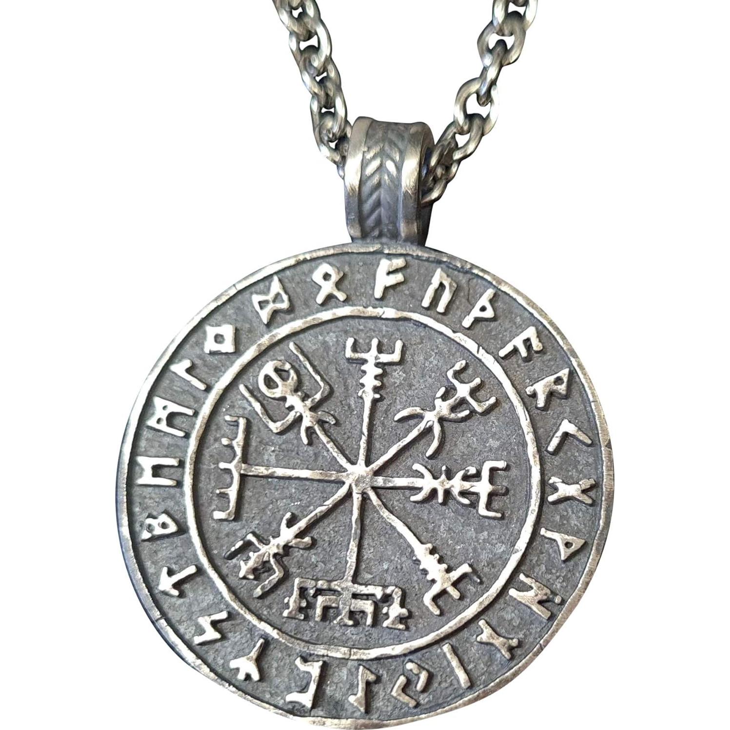Collar Vegvisir Rúnico Vikinga Joyería Baldur Plata 925