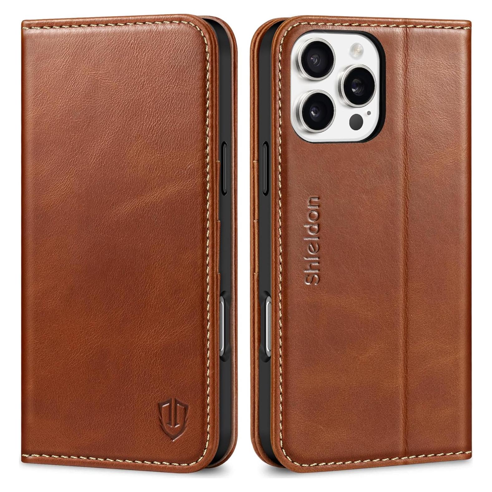 Funda SHIELDON Cartera Cuero iPhone 16 Pro Max 5G 2024