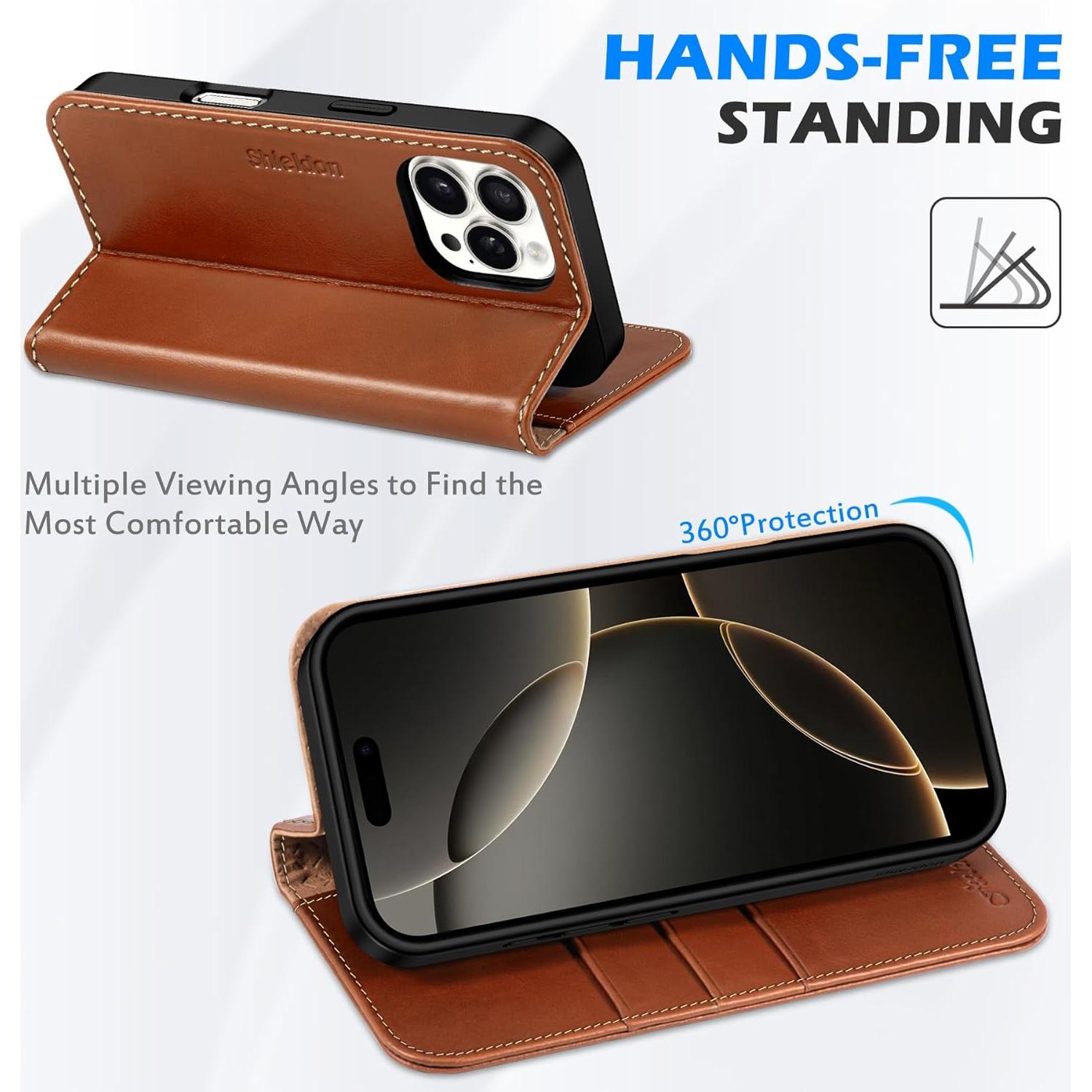 Funda SHIELDON Cartera Cuero iPhone 16 Pro Max 5G 2024