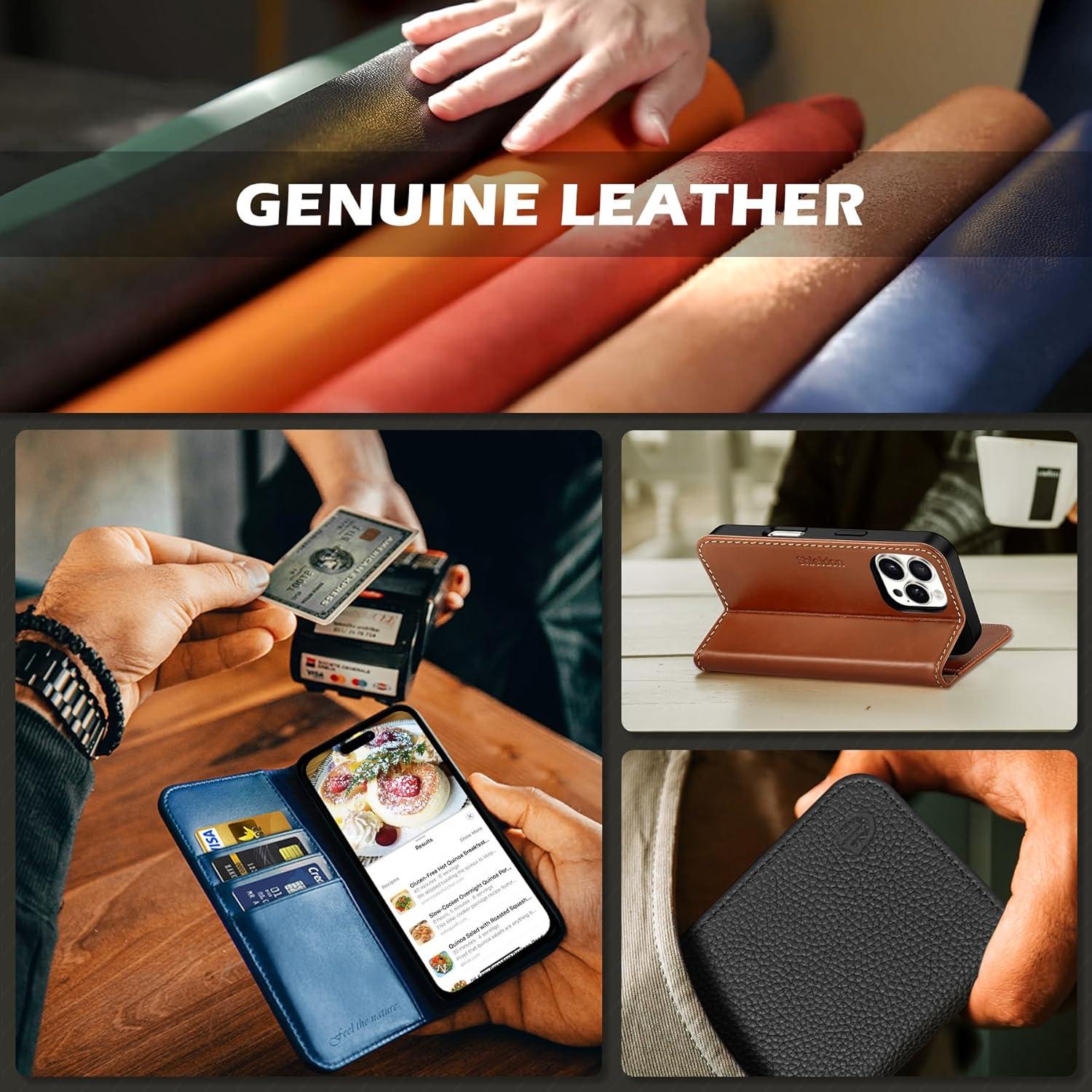 Funda SHIELDON Cartera Cuero iPhone 16 Pro Max 5G 2024