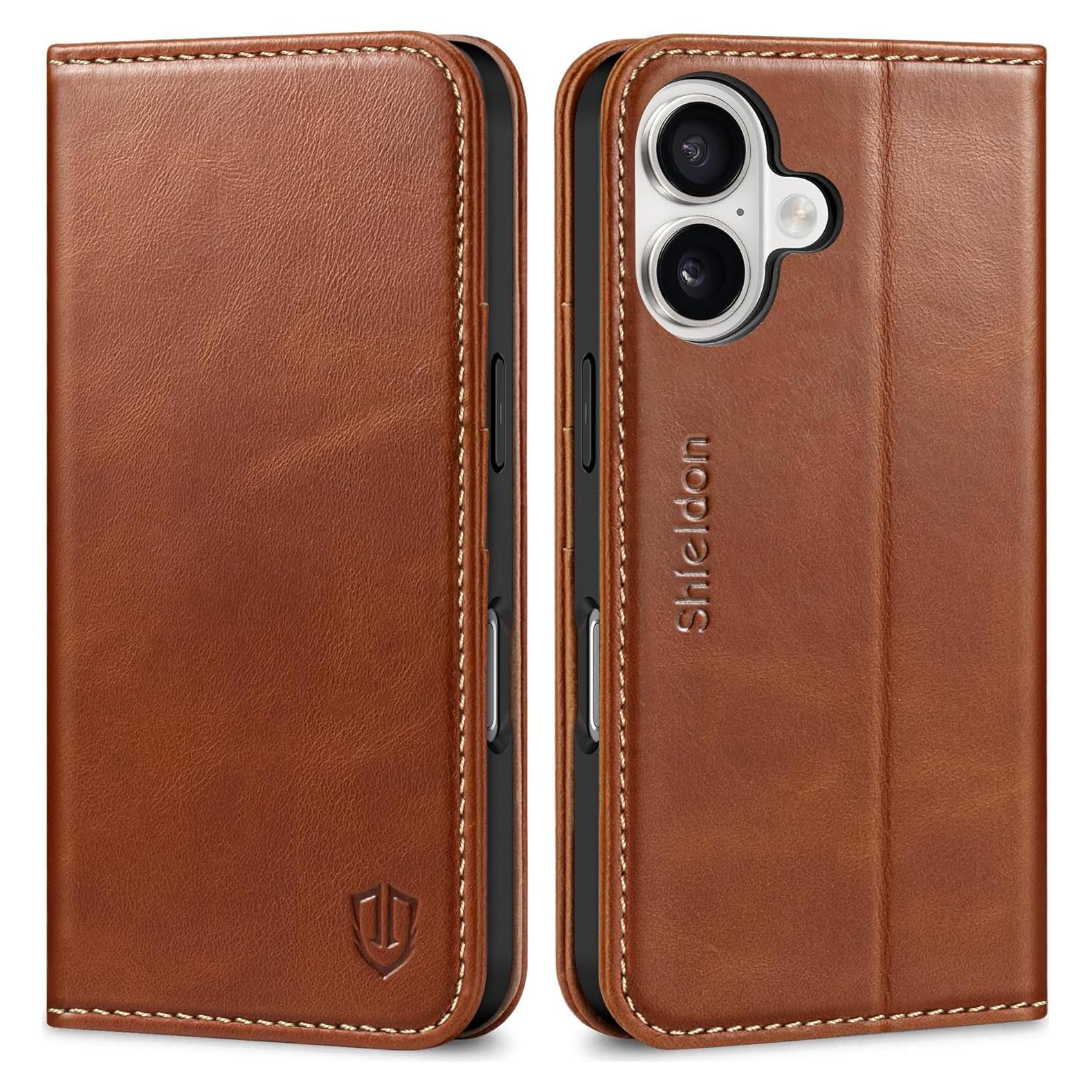 Funda Cartera Cuero Genuino SHIELDON para iPhone 17 6.3" 5G