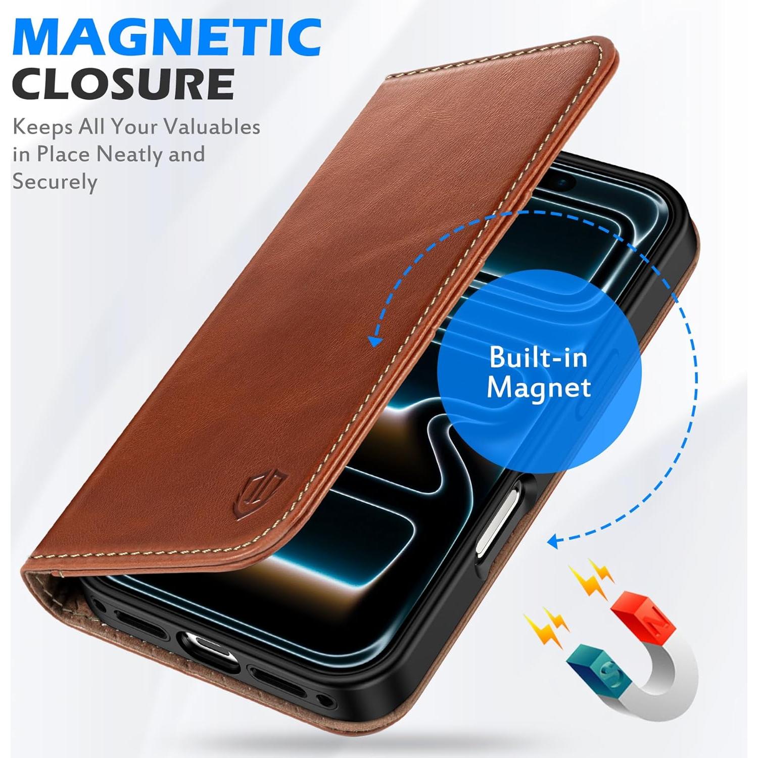 Funda Cartera Cuero Genuino SHIELDON para iPhone 17 6.3" 5G