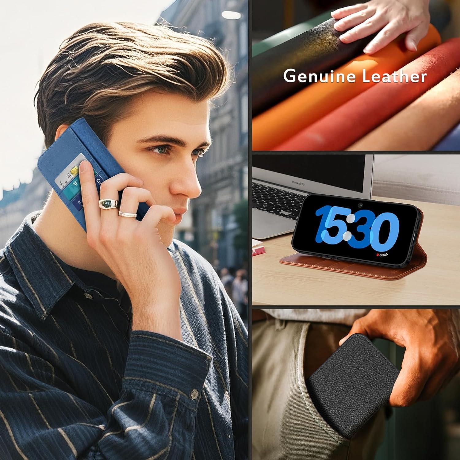 Funda Cartera Cuero Genuino SHIELDON para iPhone 17 6.3" 5G