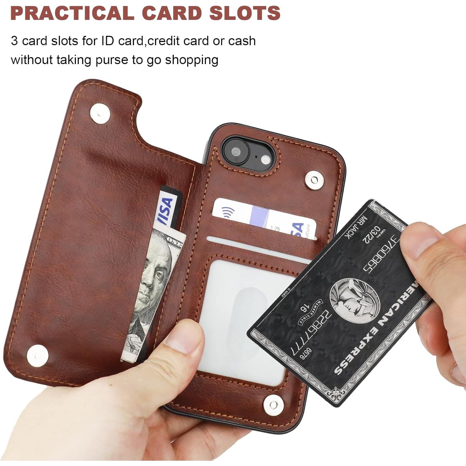 Funda de Cartera ONETOP para iPhone 16e - Cuero PU Marrón