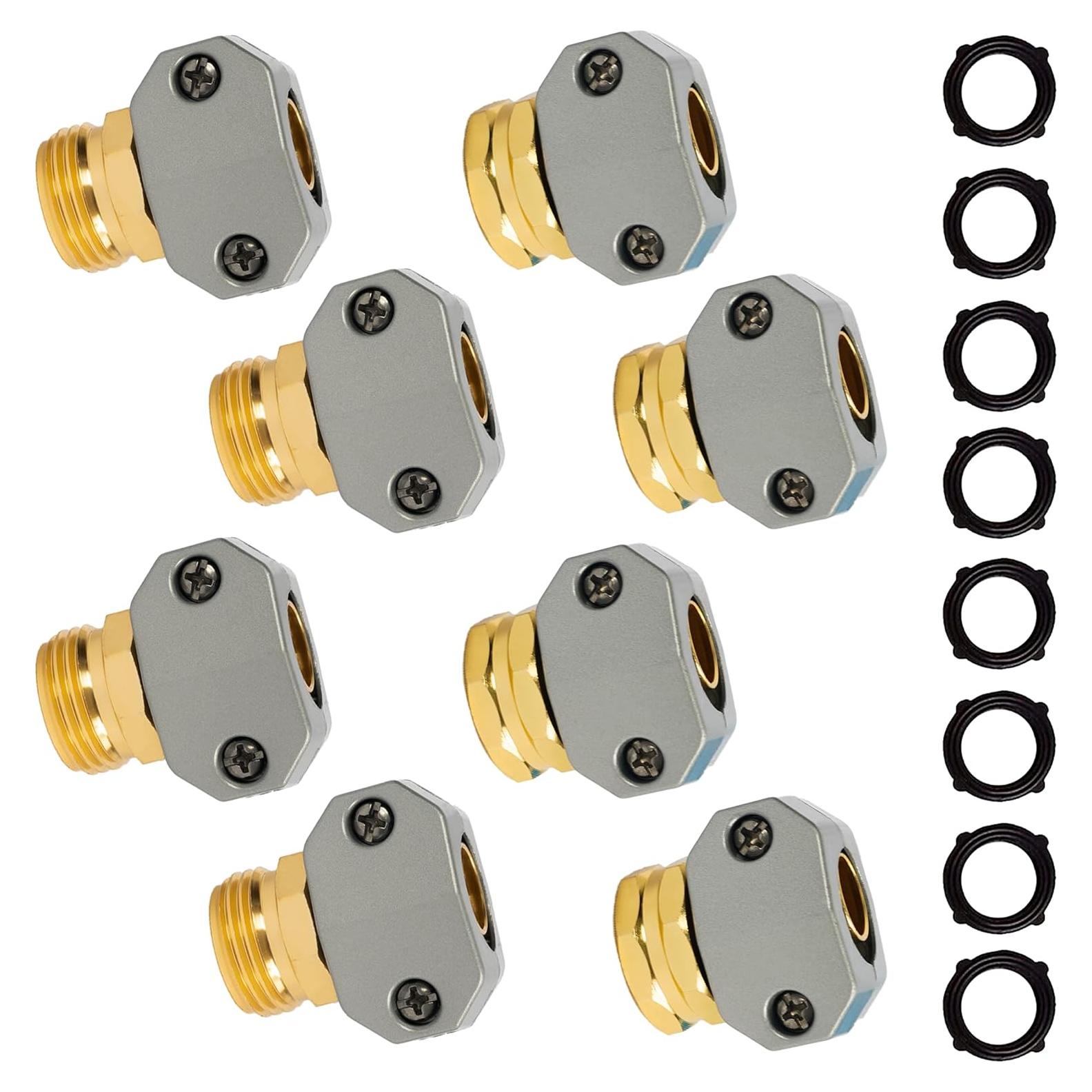 Kit de Reparación de Manguera de Jardín Hourleey, 4 Juegos de Conectores de Aluminio