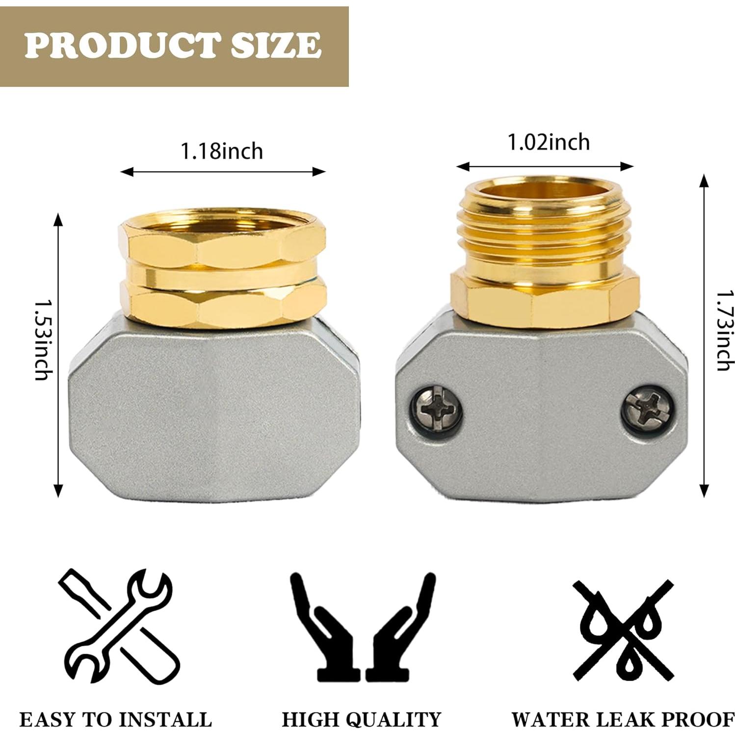 Kit de Reparación de Manguera de Jardín Hourleey, 4 Juegos de Conectores de Aluminio
