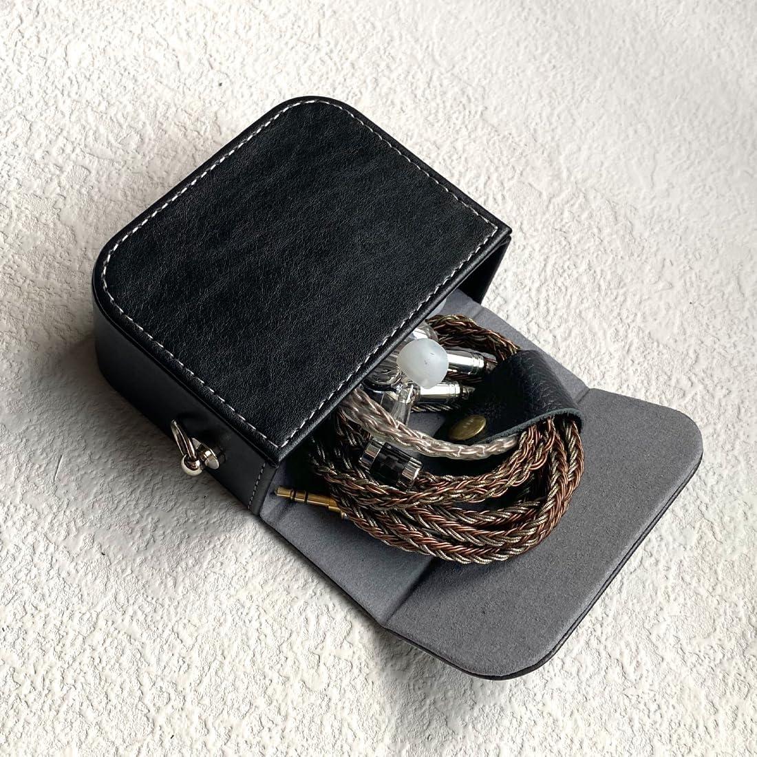 Estuche para Auriculares Intrauditivos JaHui - Cuero PU Negro