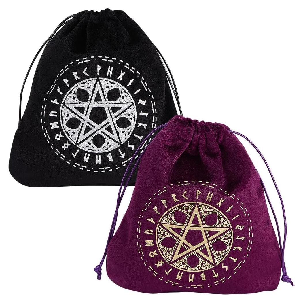 Bolsas de Tarot CREATCABIN 2 Pcs Terciopelo Pentáculo 15x16.5cm