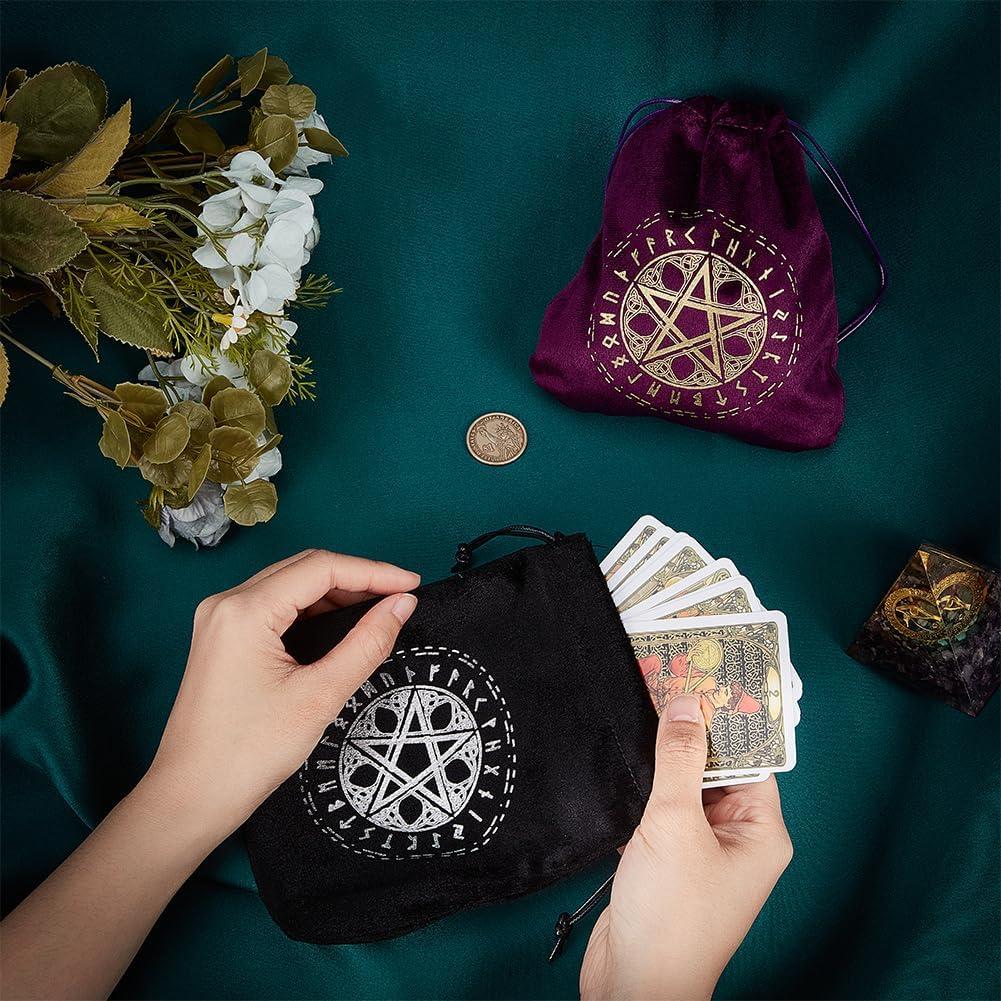 Bolsas de Tarot CREATCABIN 2 Pcs Terciopelo Pentáculo 15x16.5cm