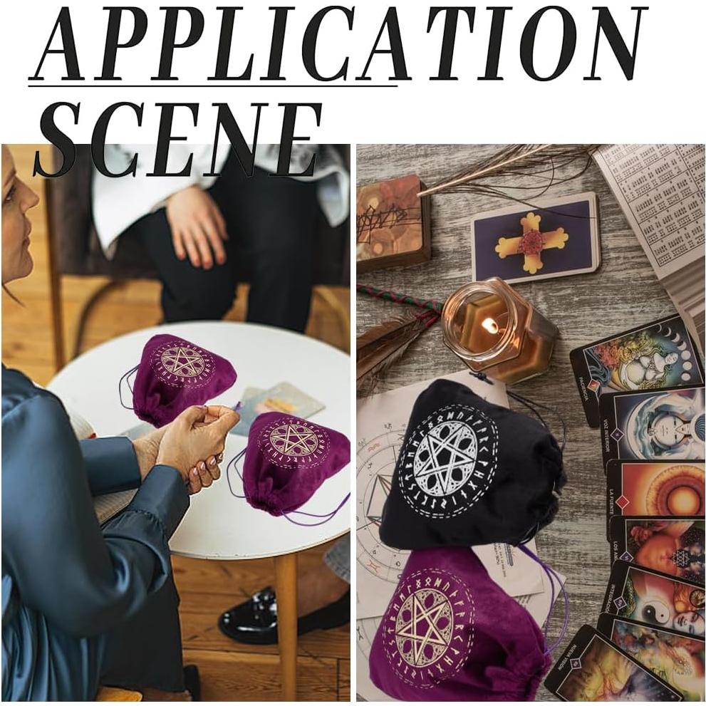 Bolsas de Tarot CREATCABIN 2 Pcs Terciopelo Pentáculo 15x16.5cm