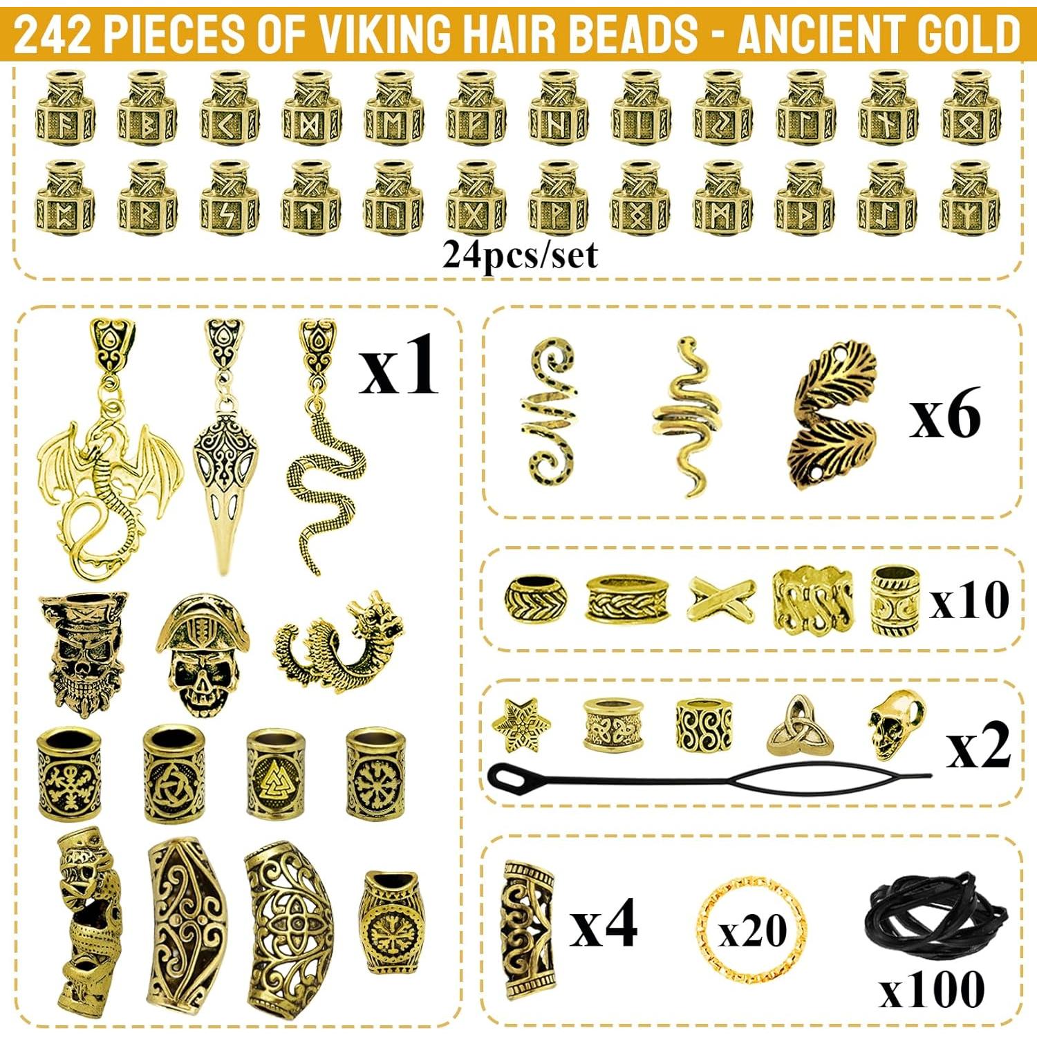 Conjunto de Cuentas para Cabello Vikingas Fscwlmon 242 Piezas