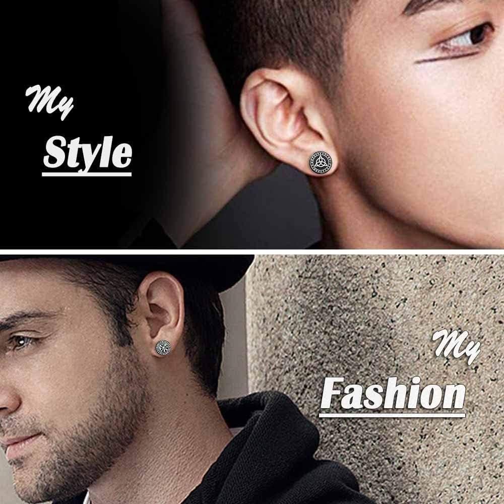 Pendientes Huggie de Runas Vikingas FLYUN Acero Inoxidable 6 Pares