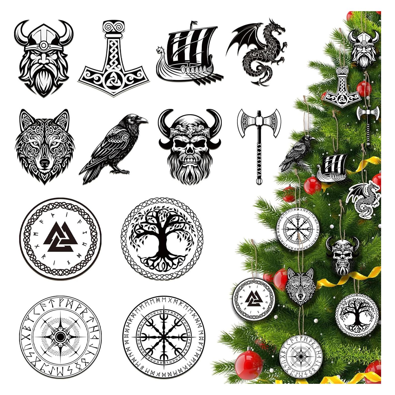 Adornos Colgantes de Navidad Vikingos Woanger 60 Pcs Madera