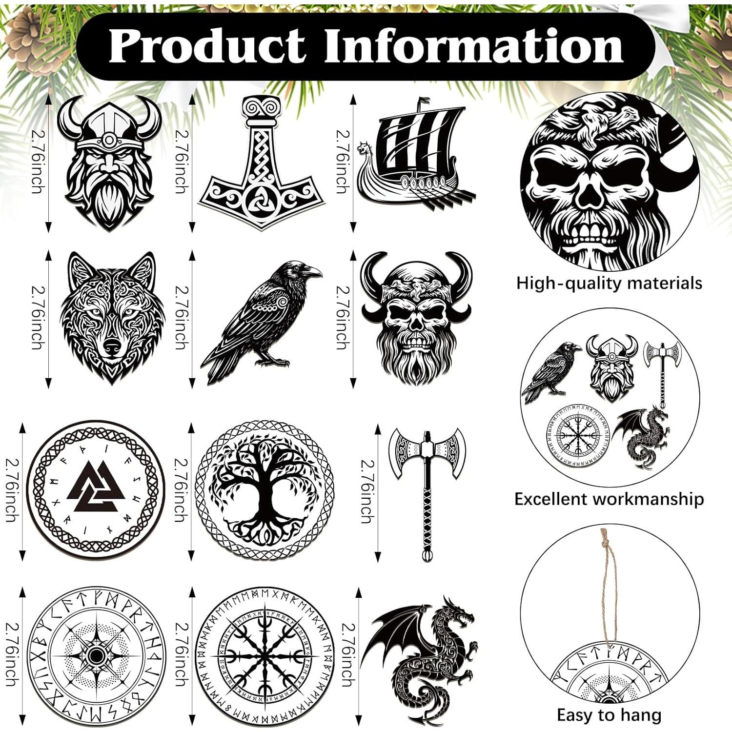 Adornos Colgantes de Navidad Vikingos Woanger 60 Pcs Madera