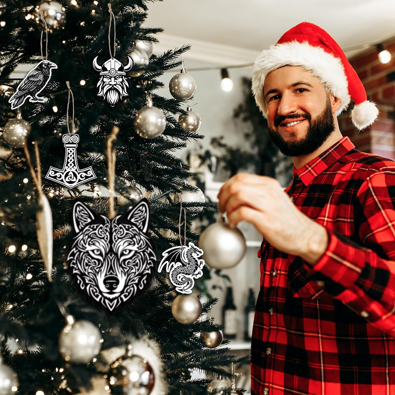 Adornos Colgantes de Navidad Vikingos Woanger 60 Pcs Madera