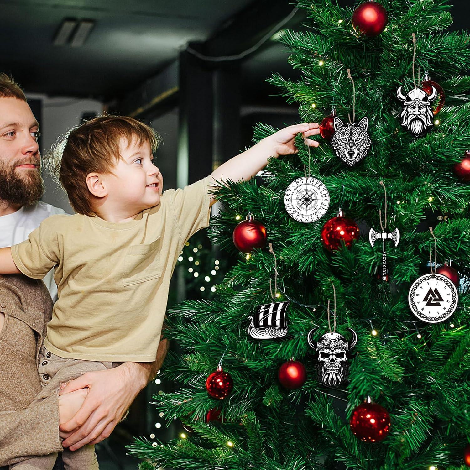 Adornos Colgantes de Navidad Vikingos Woanger 60 Pcs Madera