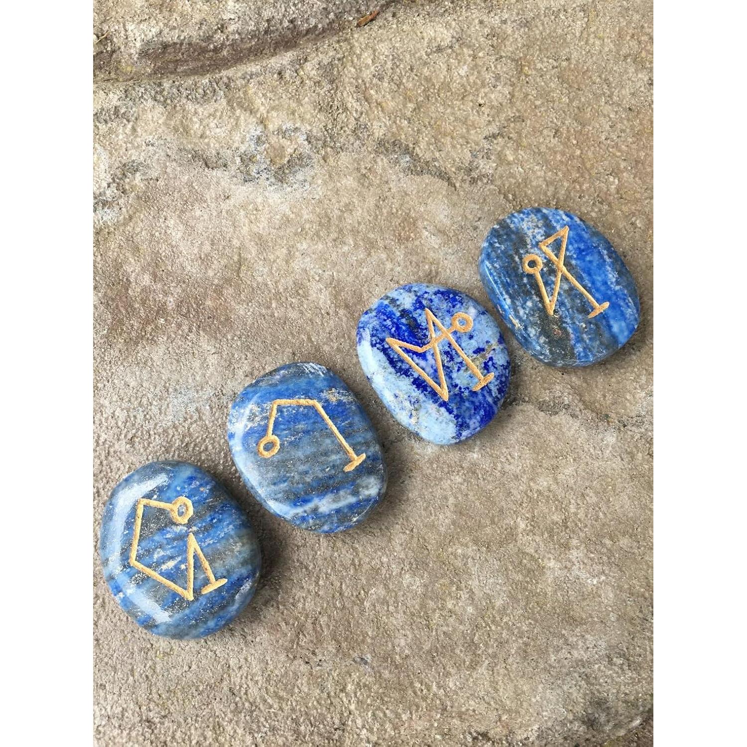 Conjunto de Sigilos de Arcángel con 4 Piedras de Lápiz Lazuli