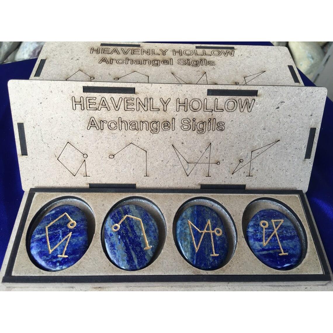 Conjunto de Sigilos de Arcángel con 4 Piedras de Lápiz Lazuli
