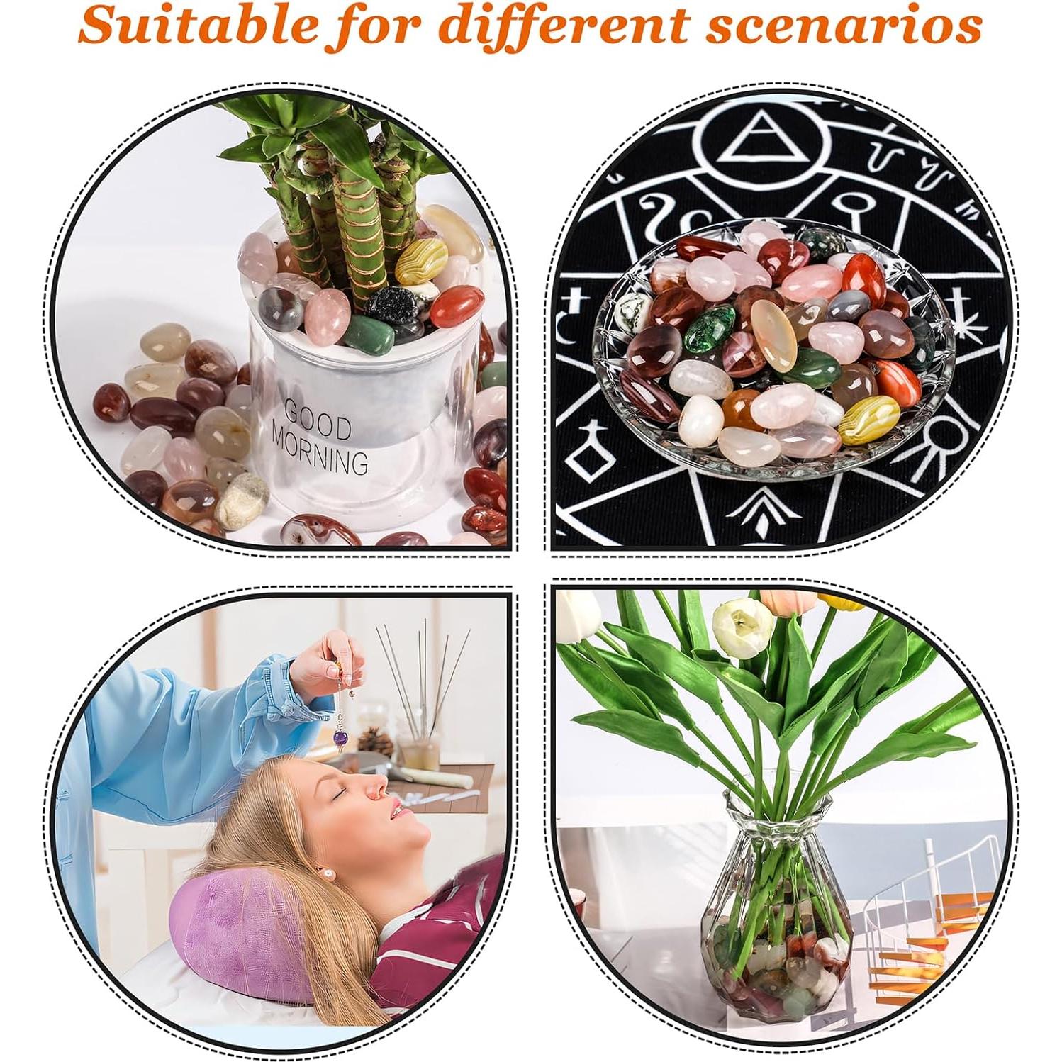 Juego de 72 Cristales Naturales de Ágata para Meditación y Reiki