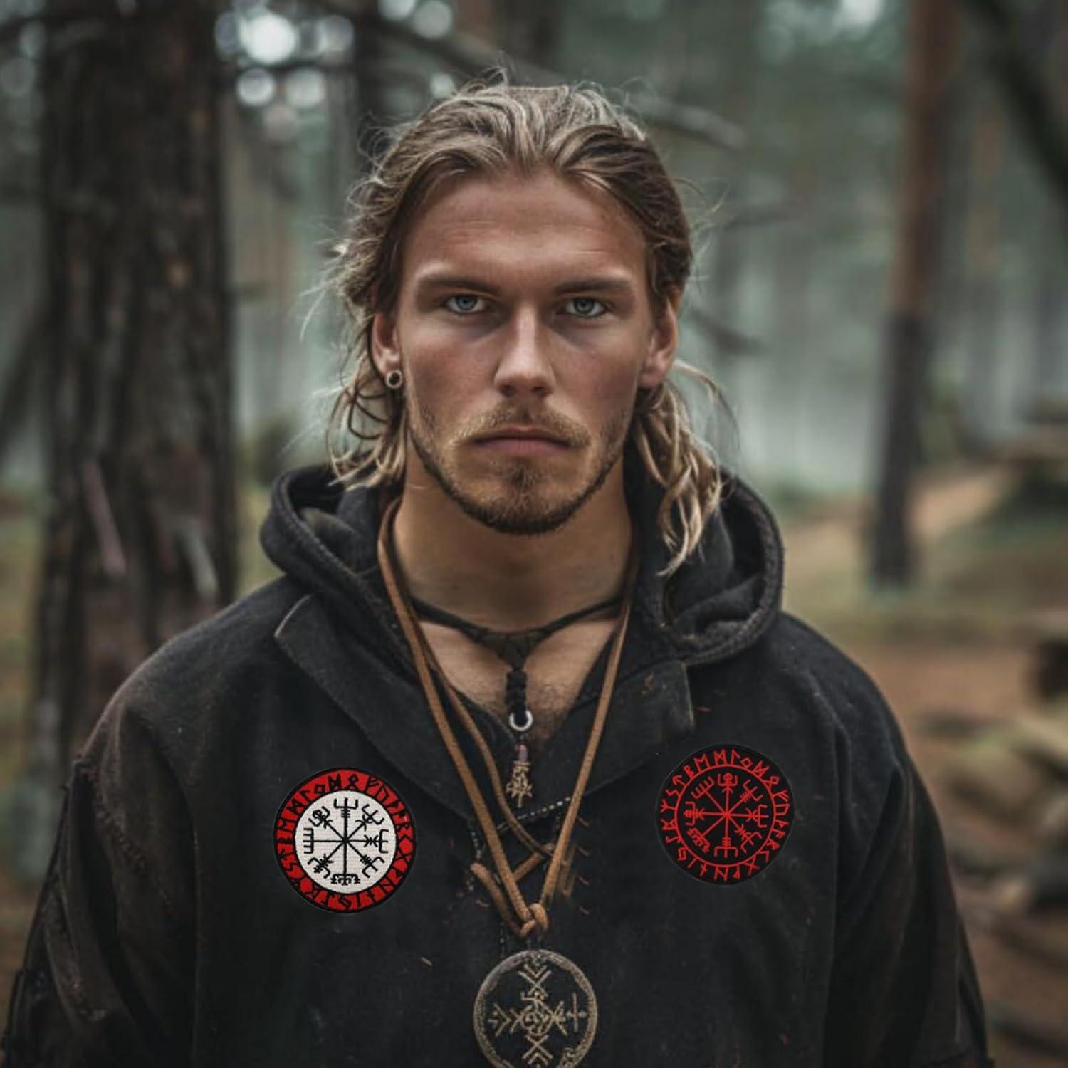 Conjunto de 5 Parches Bordados Vegvisir Vikingo para Planchar