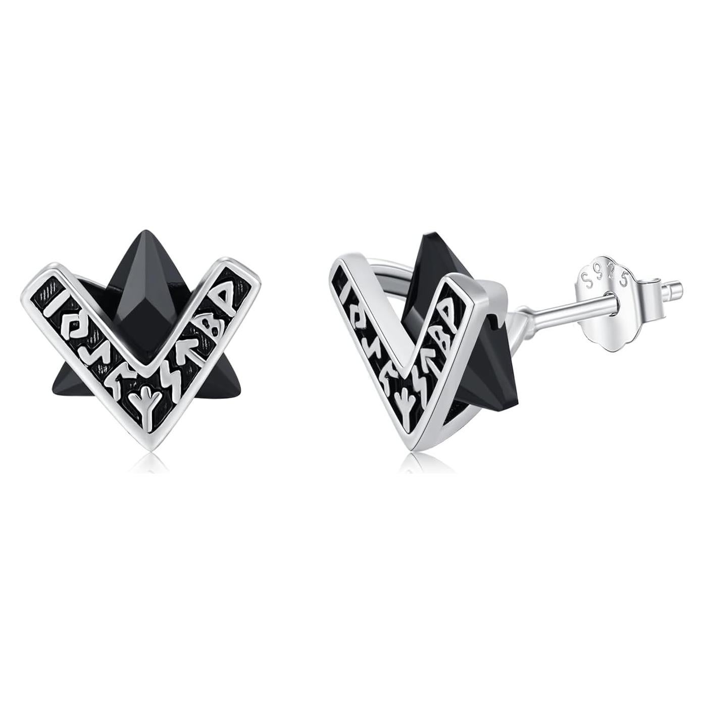 Pendientes de Stud de Plata 925 con Ónix Negro Midir&Etain