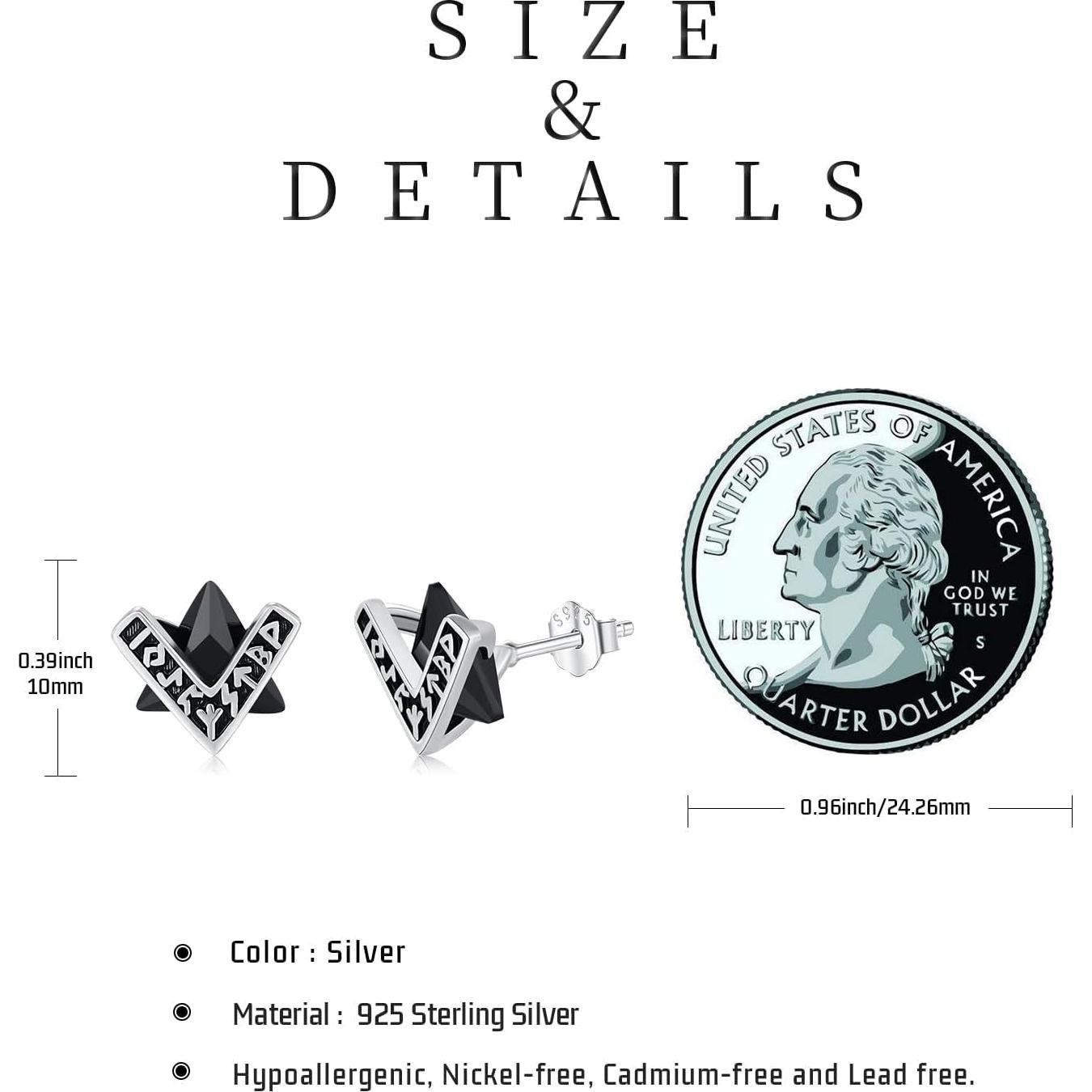 Pendientes de Stud de Plata 925 con Ónix Negro Midir&Etain