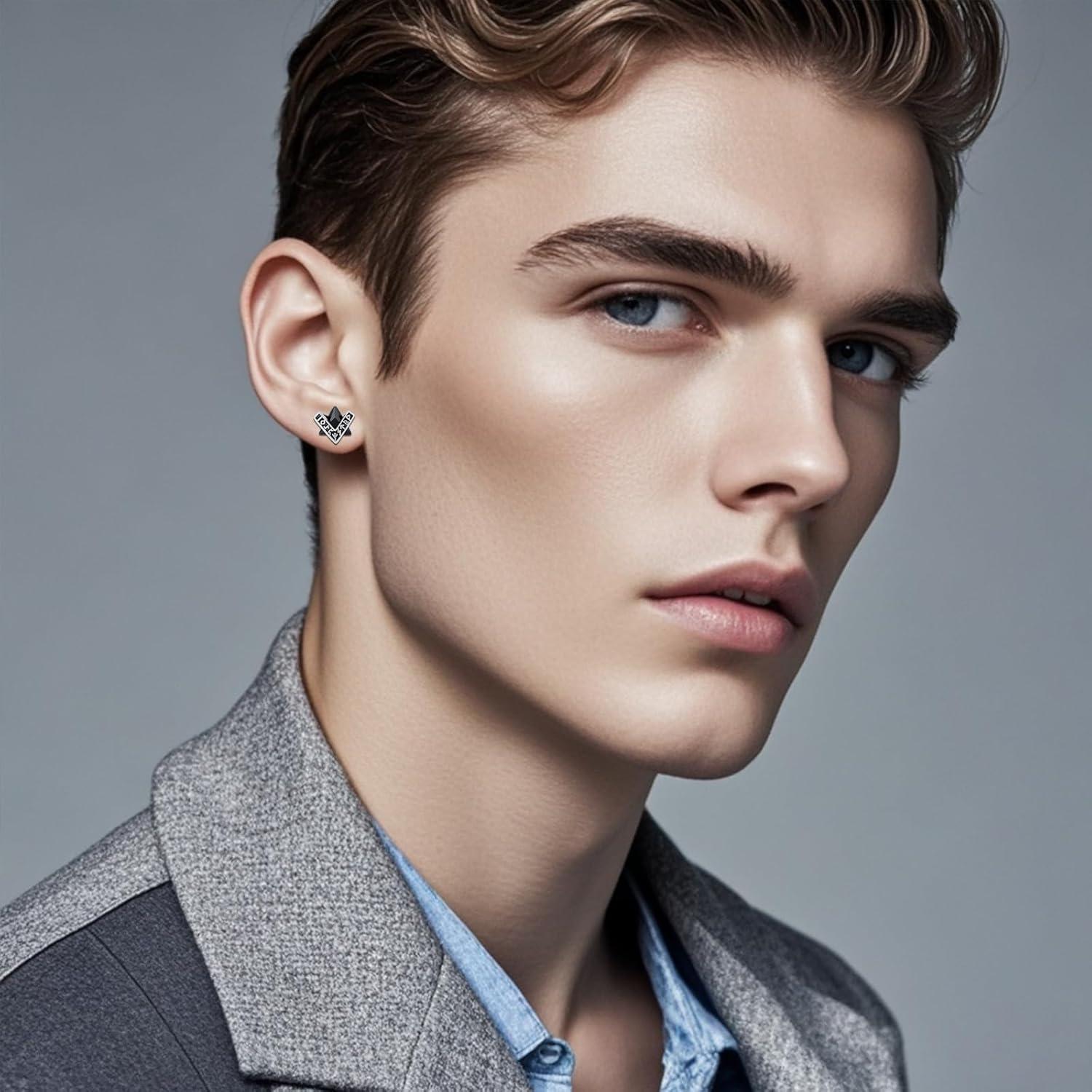 Pendientes de Stud de Plata 925 con Ónix Negro Midir&Etain