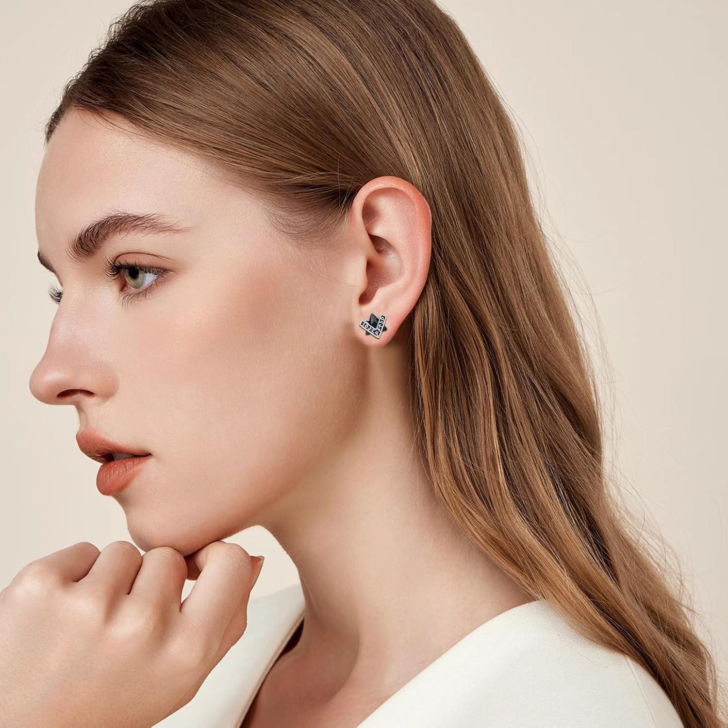 Pendientes de Stud de Plata 925 con Ónix Negro Midir&Etain