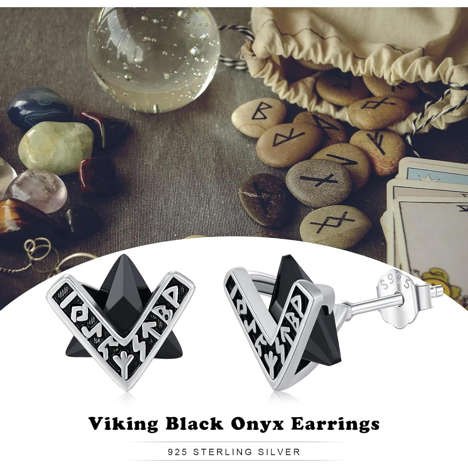 Pendientes de Stud de Plata 925 con Ónix Negro Midir&Etain