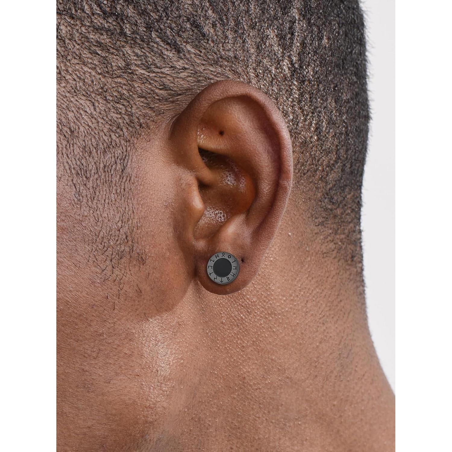 Pendientes de Plata de Ley 925 ChicSilver con Ónix Negro para Hombres