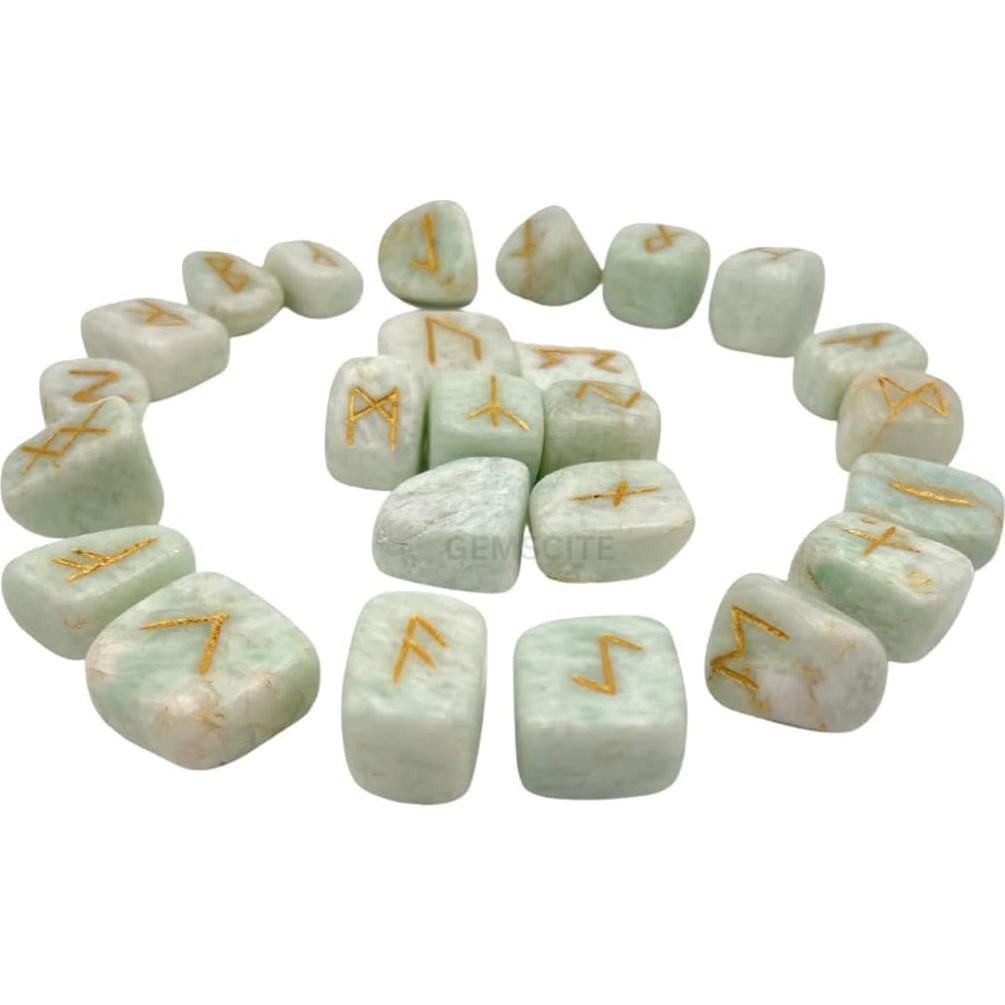 Conjunto de Runas de Amazonita WholesaleGemShop 25 Piezas