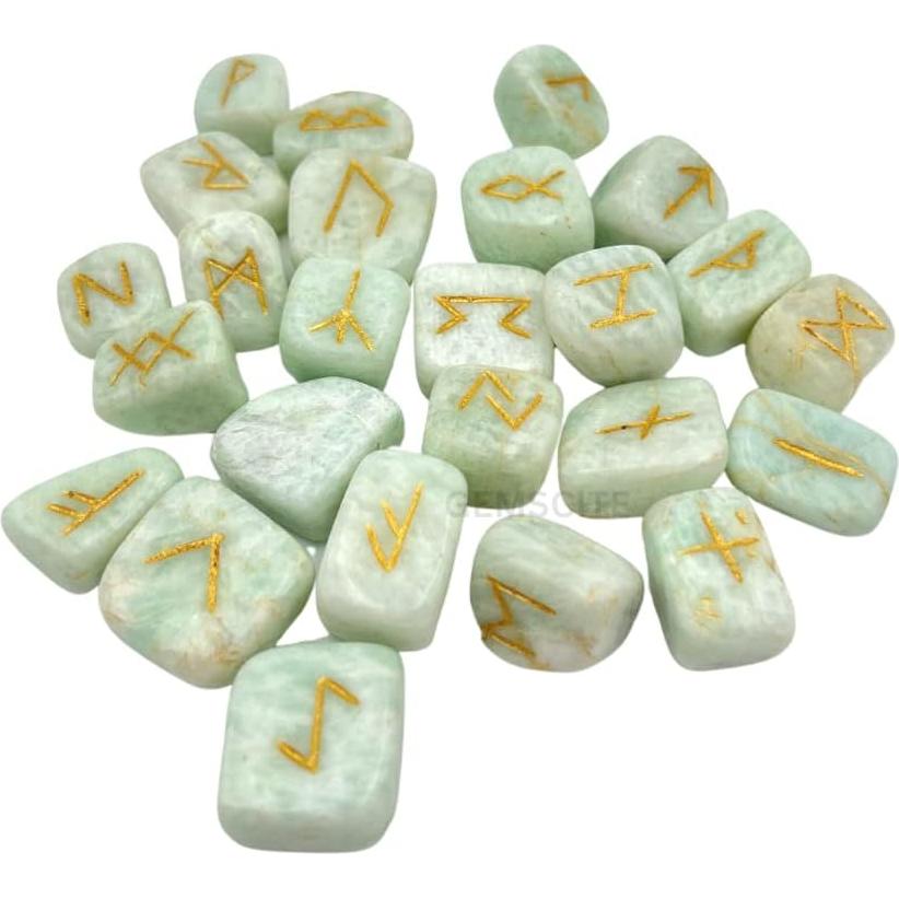 Conjunto de Runas de Amazonita WholesaleGemShop 25 Piezas