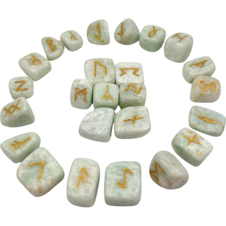 Conjunto de Runas de Amazonita WholesaleGemShop 25 Piezas