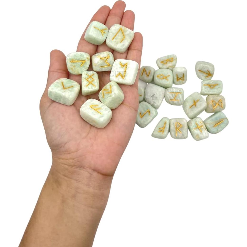 Conjunto de Runas de Amazonita WholesaleGemShop 25 Piezas