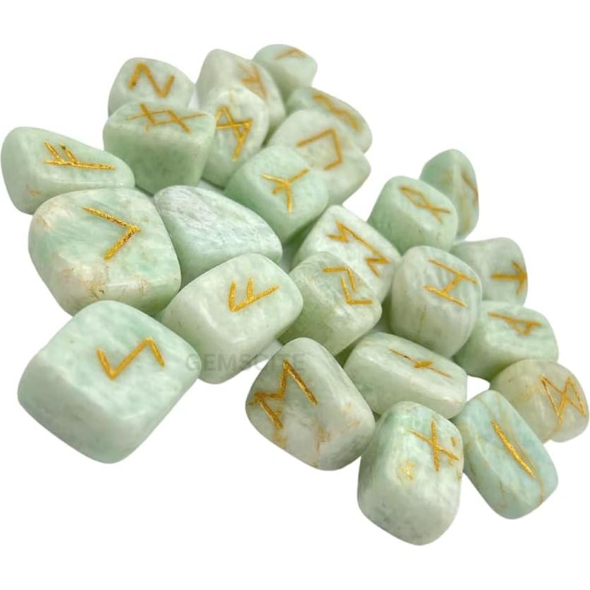 Conjunto de Runas de Amazonita WholesaleGemShop 25 Piezas