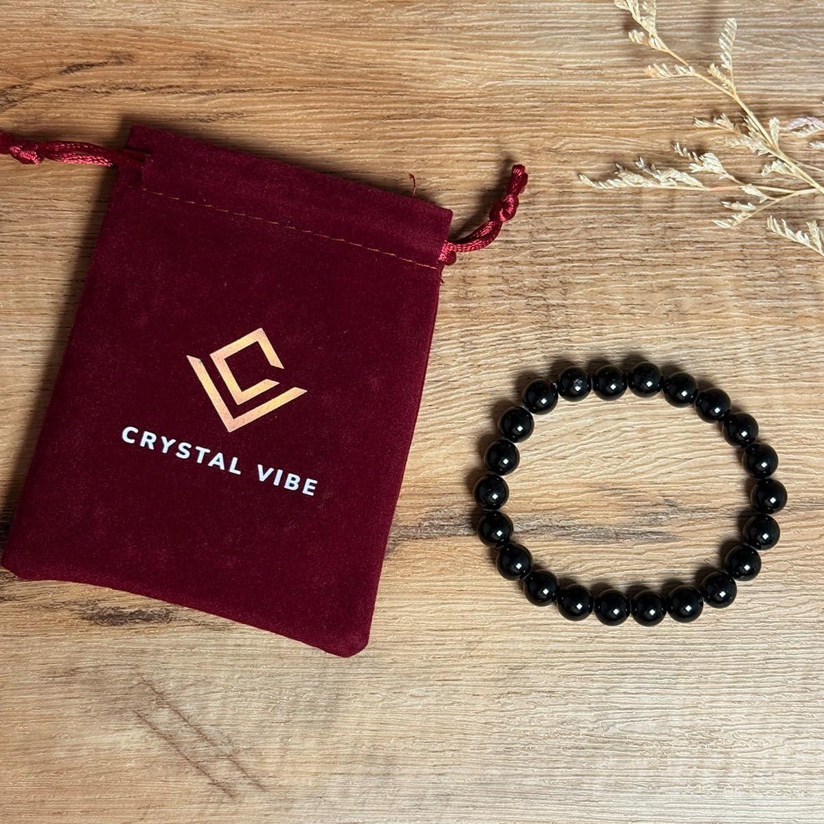 Pulsera de Cuentas de Obsidiana Negra 8mm Ajustable Unisex