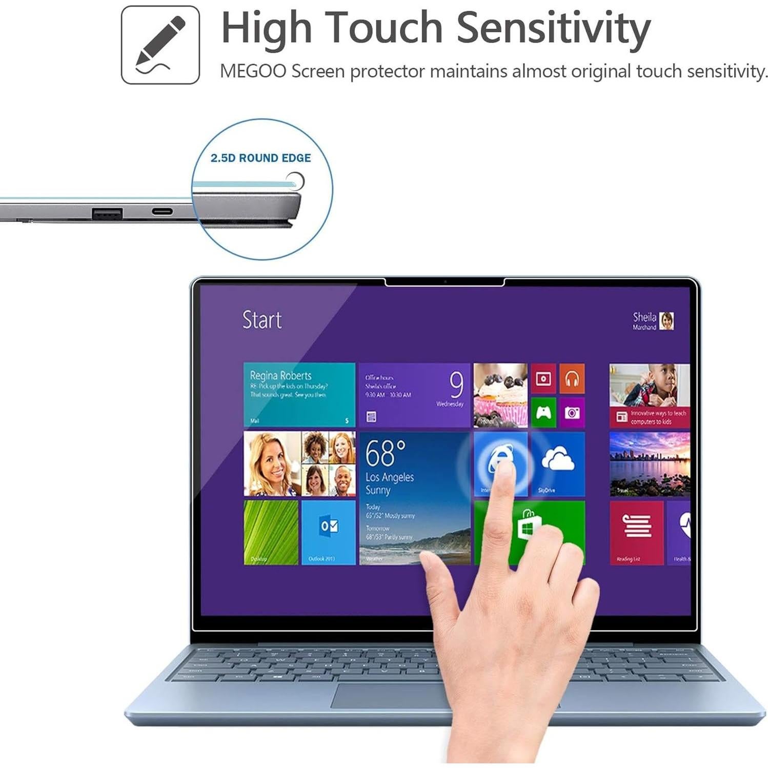 Protector de Pantalla Vidrio Megoo para Surface Laptop Go 3/2 12.4"